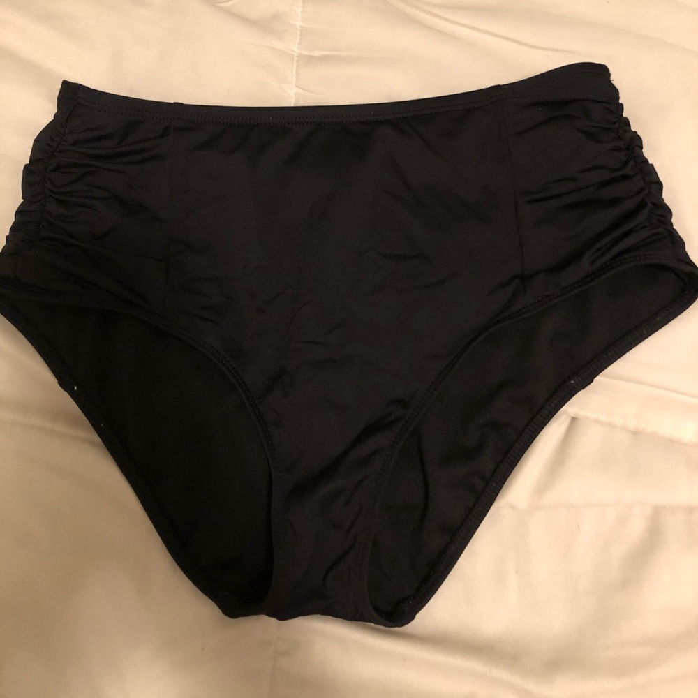 High waisted black bikini bottoms